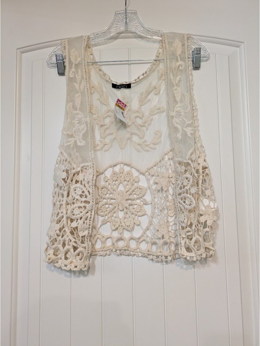 Deb Beige Lace and Crochet Vest Size 3X NWT